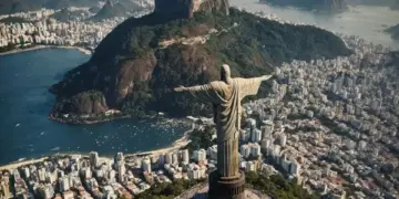 Empresas belgas iluminam o Cristo Redentor no Rio como parte de umza parceria entre os dois países