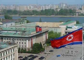 Tomada aérea feita na região central de Pyongyang, capital da Coreia do Norte.
