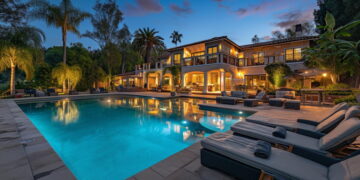 Imóveis de luxo: tendências e oportunidades para investir 5 Casa de alto padrão com amplo espaço, dos pavimentos e uma grande piscina, que aparece em primeiro plano. Estamos falando de imóveis de luxo.