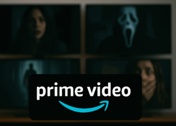 Filmes de suspense psicológico: Logo Amazon Prime Video com cenas de filmes ao fundo.
