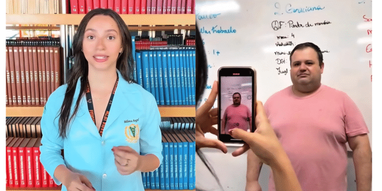 Universitária está desenvolvendo aplicativo com IA capaz de reconhecer sinais de AVC e agir rápido 18 A estudante Milena Angel, do 10º período do curso de Fisioterapia da UFTM, e seu orientador, professor e doutor em neurologia Gustavo Luvizutto, também docente do curso de Fisioterapia da universidade em momento de experimento.