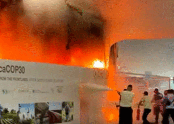 Incêndio atinge a Blue Zone da COP30: incidente não deixou feridos